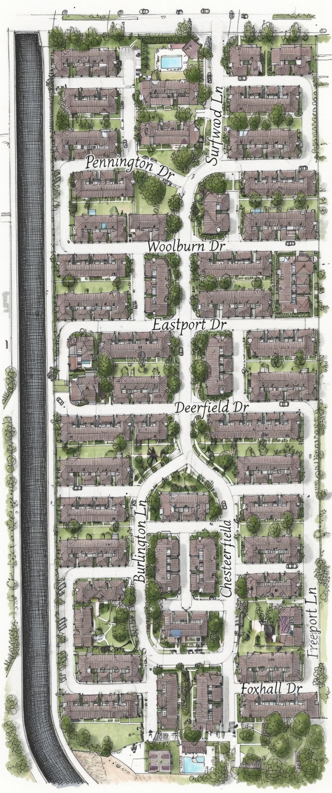 Illustrated map of Surfside Homes by the Sea community